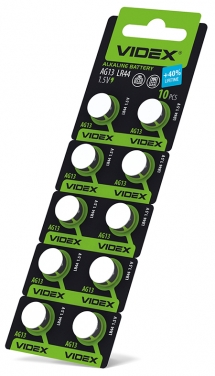 Button cell batteries Videx AG13/LR44 BLISTER CARD 10 pcs 
