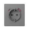 Single schuko socket with USB-A+C grey graphite VIDEX NOTA (VF-NT-SK1GUC-GR) - photo №2