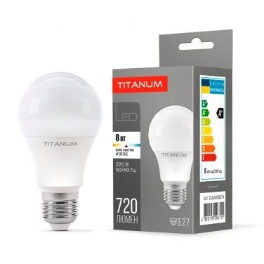 LED lamp TITANUM A60 8W E27 4100K