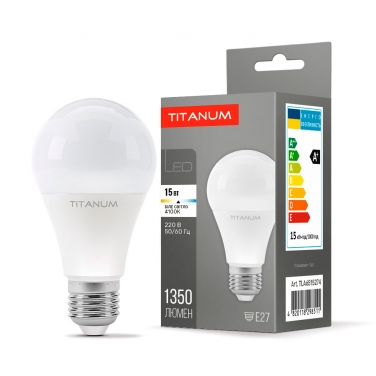 LED lamp TITANUM A65 15W E27 4100K