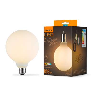 LED лампа VIDEX Filament VL-DG125MO 7W E27 3000K Porcelain dimmable - фото