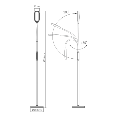 LED торшер чорний VIDEX TF07B 14W 3000-5500K - фото №7