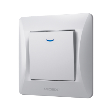 Вимикач одноклавішний з підсвіткою срібний шовк VIDEX BINERA - фото №3