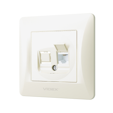 Розетка CAT3 одинарна телефонна кремова VIDEX BINERA - фото №3