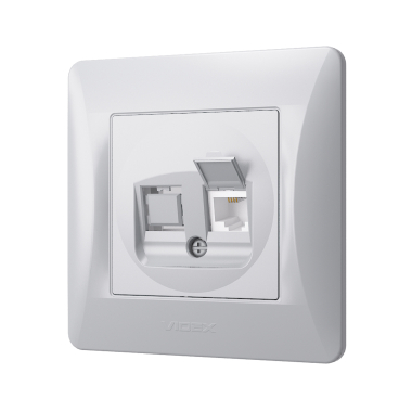 Розетка CAT3 одинарна телефонна срібний шовк VIDEX BINERA - фото №3