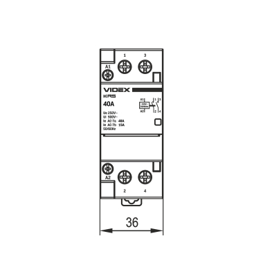 Модульний контактор 2п 40А 2НВ VF-RS-MC2O-40 VIDEX RESIST - фото №5