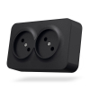 IP20 Розетка зовнішня подвійна чорний графіт VIDEX BINERA - фото 