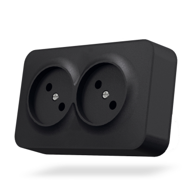 IP20 Розетка зовнішня подвійна чорний графіт VIDEX BINERA - фото