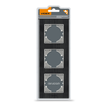 Рамка чорний алюміній на 3 місця вертикальна VIDEX BINERA - фото