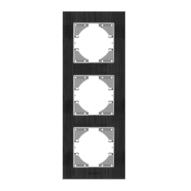 Рамка чорний алюміній на 3 місця вертикальна VIDEX BINERA - фото №2