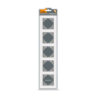 Рамка біле скло на 5 місць горизонтальна VIDEX BINERA - фото