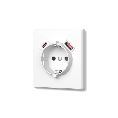 Розетка одинарна із заземленням USB-A+C 20W біла матова VIDEX NOTA (VF-NT-SK1GUC-WH) - photo