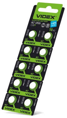 Батарейка часовая Videx AG 7/LR926 BLISTER CARD 10 шт