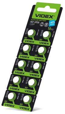 Button cell batteries Videx AG 9/LR936 BLISTER CARD 10 pcs