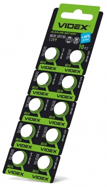 Button cell batteries Videx AG10/LR1130 BLISTER CARD 10 pcs