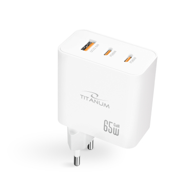Зарядний пристрій TITANUM CH65PRO GaN 65W 2xUSB-C+USB-A White - фото №2