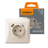 Розетка одинарна із заземленням з USB+USB-C кремова VIDEX BINERA - фото 