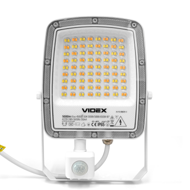 LED Floodlight VIDEX F5 50W 3000-5000-6500K with motion sensor 230V White (VL-F5-050CW-S) - photo №2