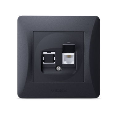 Розетка CAT3 одинарна телефонна чорний графіт VIDEX BINERA - фото №2