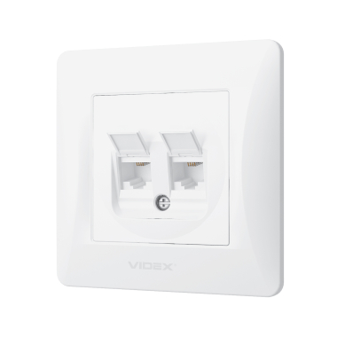 Розетка CAT3+CAT3 подвійна телефонна біла VIDEX BINERA - фото №3