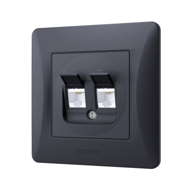 Розетка CAT3+CAT3 подвійна телефонна чорний графіт VIDEX BINERA - фото №3