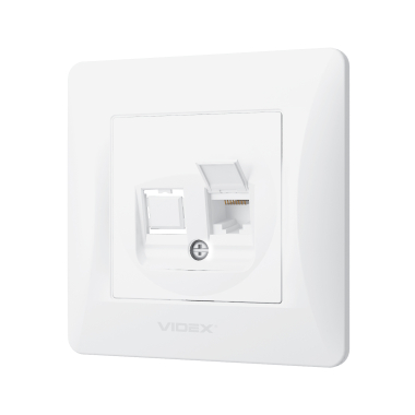 Розетка CAT6 одинарна комп'ютерна біла VIDEX BINERA - фото №3