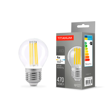 LED лампа TITANUM  Filament G45 4W E27 4100K - фото
