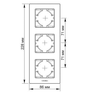 Рамка чорне скло на 3 місця вертикальна VIDEX BINERA - фото №3