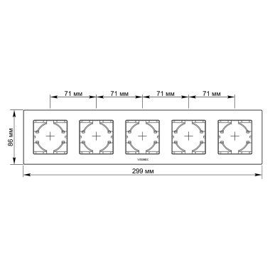 Рамка чорний алюміній на 5 місць горизонтальна VIDEX BINERA - фото №3