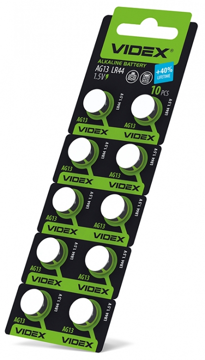 Батарейка годинникова Videx AG13/LR44 BLISTER CARD 10 шт