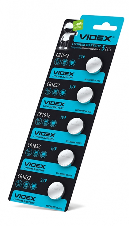 Батарейка літієва Videx CR1632 5шт BLISTER CARD