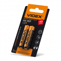 Батарейка сольова Videx R03P/AAA 2шт SMALL BLISTER