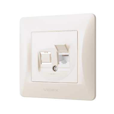 Розетка CAT6 одинарна комп'ютерна кремова VIDEX BINERA - фото №3