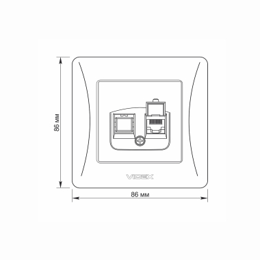 Розетка CAT6 одинарна комп'ютерна кремова VIDEX BINERA - фото №5