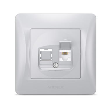 Розетка CAT6 одинарна комп'ютерна срібний шовк VIDEX BINERA - фото №2