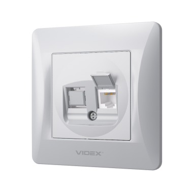 Розетка CAT6 одинарна комп'ютерна срібний шовк VIDEX BINERA - фото №3