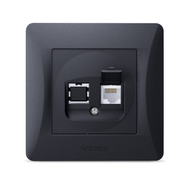 Розетка CAT6 одинарна комп'ютерна чорний графіт VIDEX BINERA - фото №2