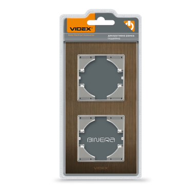 Рамка шоколадний алюміній на 2 місця вертикальна VIDEX BINERA - фото
