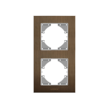 Рамка шоколадний алюміній на 2 місця вертикальна VIDEX BINERA - фото №2