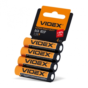 Heavy duty battery Videx R03P/AAA 4pcs SHRINK CARD