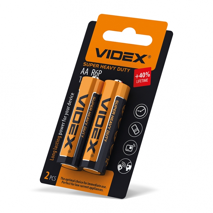 Батарейка сольова Videx R6P/AA 2шт SMALL BLISTER