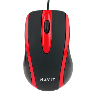 Дротова миша HAVIT HV-MS753 USB Black/Red (1000 DPI, 3 кл) - фото