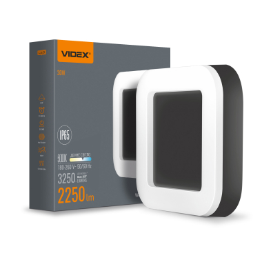 LED світильник ART IP65 квадратний VIDEX 30W 5000K Black - фото