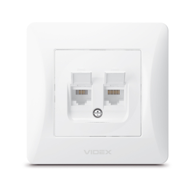 Розетка CAT6+CAT3 подвійна біла VIDEX BINERA - фото №2