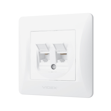 Розетка CAT6+CAT3 подвійна біла VIDEX BINERA - фото №3