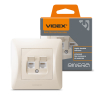 Розетка CAT6+CAT3 подвійна кремова VIDEX BINERA - фото 