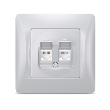 Розетка CAT6+CAT3 подвійна срібний шовк VIDEX BINERA - фото №2