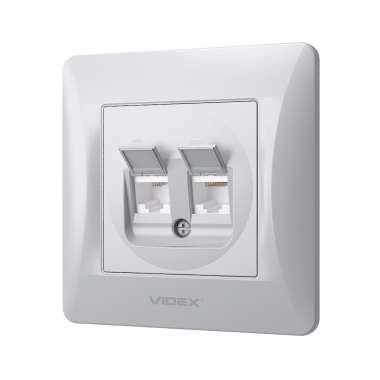 Розетка CAT6+CAT3 подвійна срібний шовк VIDEX BINERA - фото №3