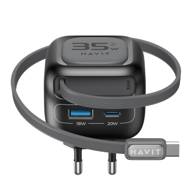 Зарядний пристрій HAVIT UC251 GaN 35W USB-A+USB-C +Кабель USB-C - фото №3
