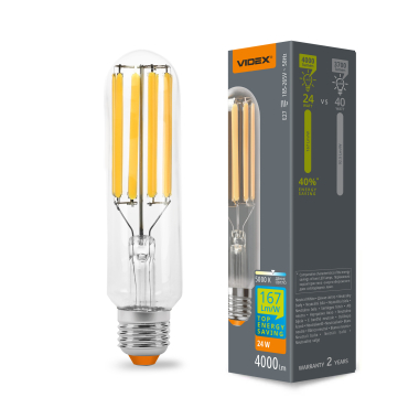 LED лампа VIDEX Filament T38F 24W E27 5000K - фото